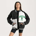 thumbnail image 3 of Women's Gameday Couture  Black Austin FC Refined Rivalries Rhinestone Raglan Full-Snap Varsity Bomber Jacket, 3 of 7