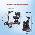 thumbnail image 2 of Travel Folding 4 Wheel Electric Wheelchair - All Terrain Compact Mobility Scooter with Front Basket - Red, 2 of 11