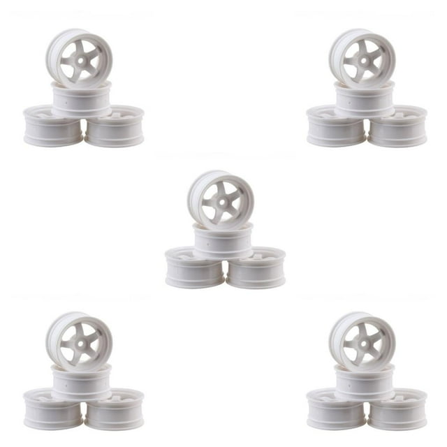 heritaly 4 Pieces52mm Elastic *RC Car Tires Wheel Rims Plastic Wear-resistant Hub Lightweight Running Tyres High Traction Five Star/White 5Set