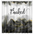 thumbnail image 3 of Get Naked Black Shower Curtain, Golden Black Marble Texture Shower Curtain Sets, Abstract Watercolor Modern Bathroom Curtain with Hooks Waterproof Fabric Decor, 48X70IN, 3 of 3