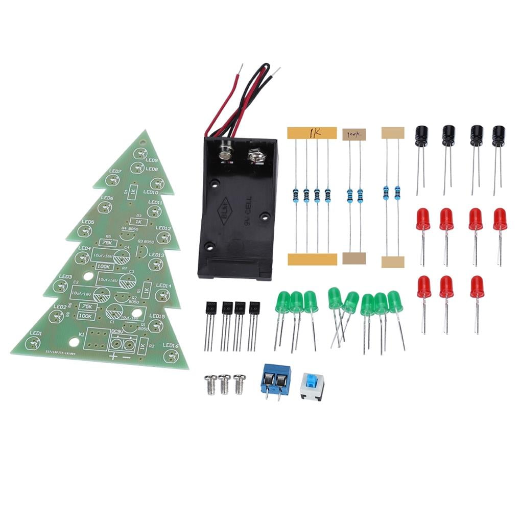 LED DIY PCB Circuit Board Kit Flash Tree 3D Christmas Tree Electronic