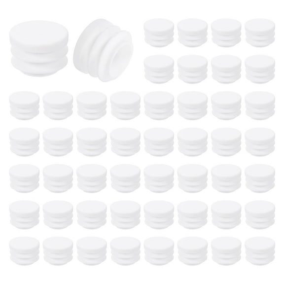 Uxcell 50 Pack Round Plastic Plug, 0.71 inch Furniture Leg Pipe Insert, White
