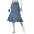 thumbnail image 4 of INSPIRE CHIC Casual Denim Skirt for Women's High Waisted A-Line Flared Midi Skirts S Blue, 4 of 6