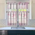 thumbnail image 3 of Abstract Oil Watercolor Kitchen Curtain Valance 3 Piece Set for Kitchen Curtains and Valance Set Short Curtain Sink Window Decor 36 Inch Small Window Treatment Tier 27.5x36 Length, 3 of 6