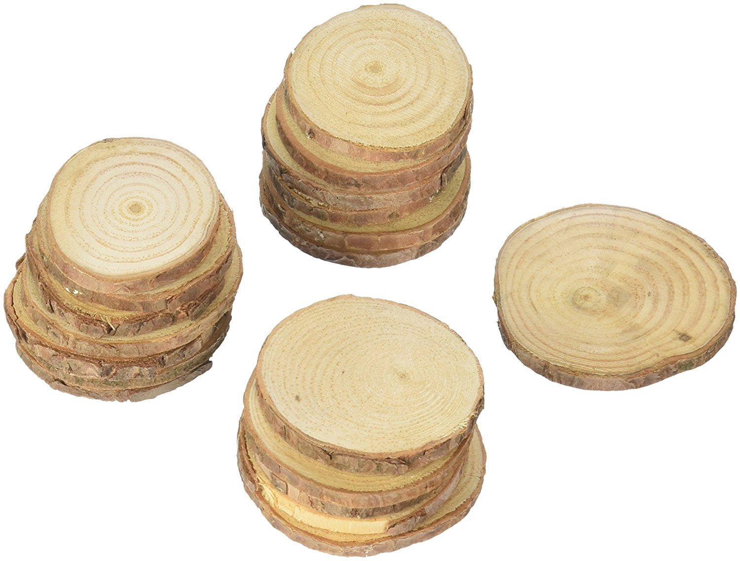 20pcs 4-5cm Dia Natural Tree Bark Wooden Round Log Slices for DIY Wedding Decor 