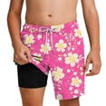 thumbnail image 1 of Zpanxa Boys Swim Shorts Polyester Spandex Hawaiian Tropical Print Double Layer Drawstring Elastic Waistband 13 Years, 1 of 7