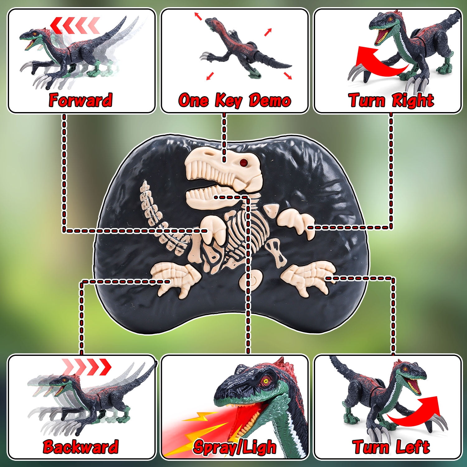 JoyStone Remote Control Dinosaur Toys for Kids - Realistic Walking, Roaring, Light & Spray, 18.2" RC Therizinosaurus Toys, Gift for Boys Girls Age 3+