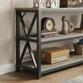 thumbnail image 3 of 3 Tier Console Table, 55.1" Narrow Entryway Table with Storage, Wood Sofa Table with Metal Frame, Industrial Behind Couch Table for Living Room, Hallway, Entryway-Grey, 3 of 7