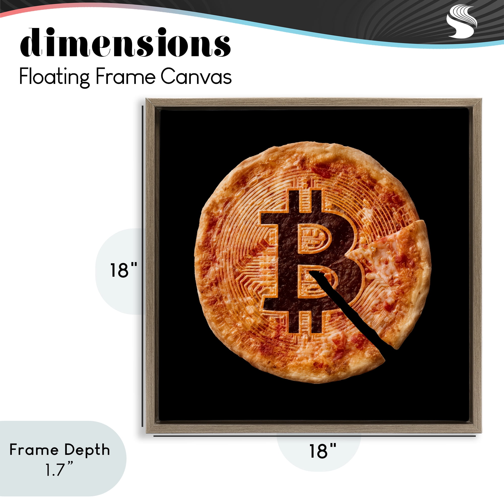 Stupell Industries Crypto Pizza Slice Brown Framed Floater Canvas Wall Art, design by Svetlana Aleynikova