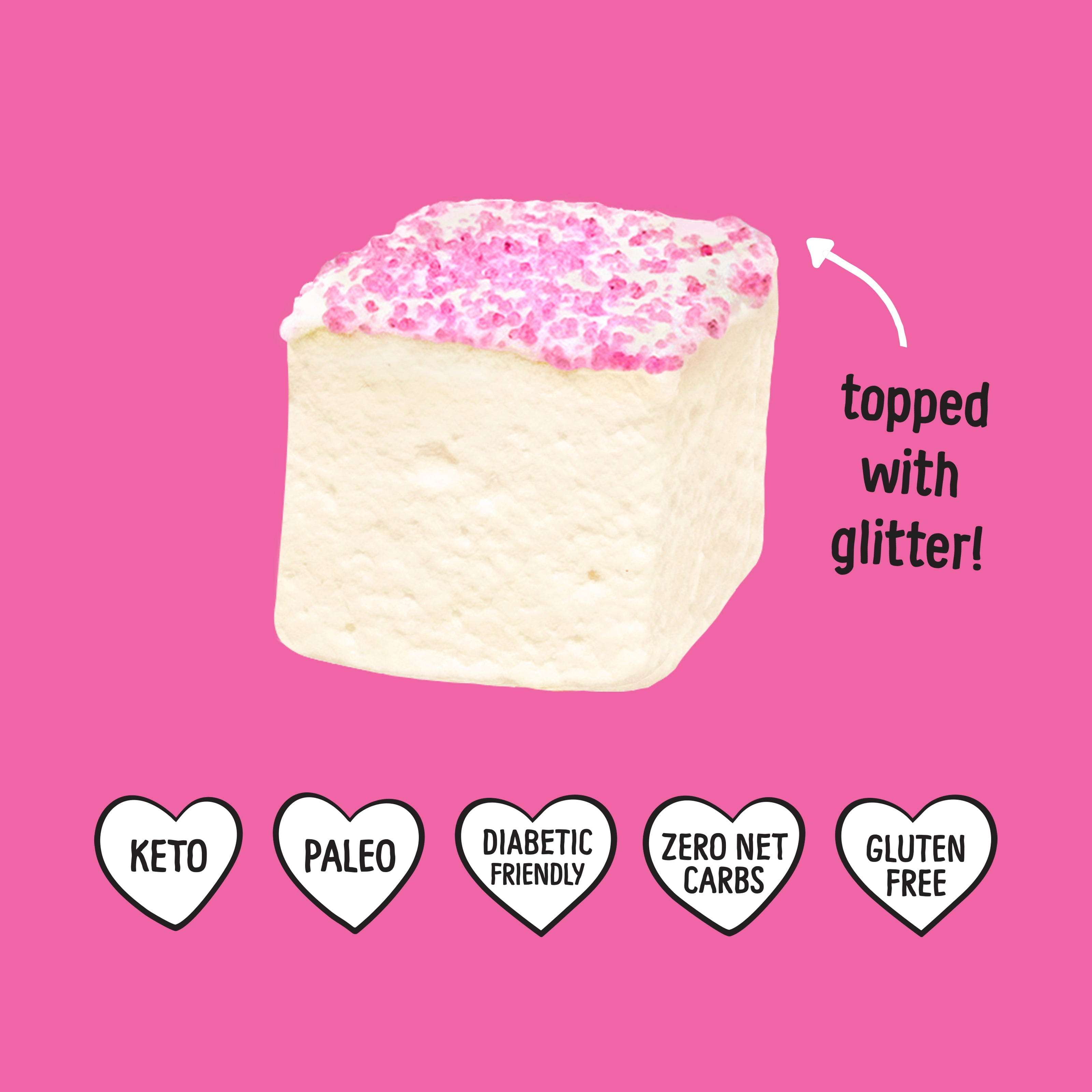 (3 pack) Know Brainer Max Mallow Birthday w Fun Glitter -Guilt-Free & Zero Sugar Marshmallows -Low Carb and Zero Fat