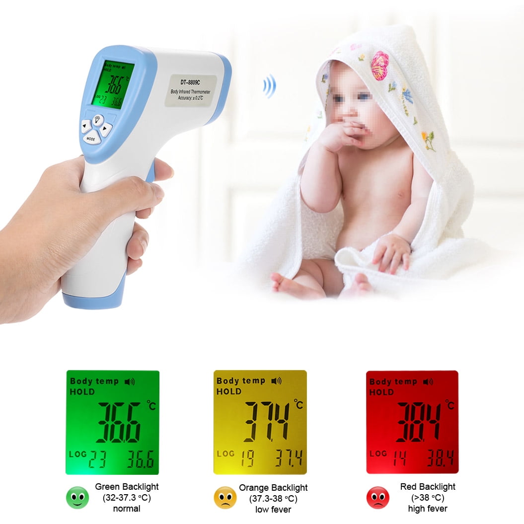 sans Contact Mesure De La Temp/érature du Front LCD Trois Couleurs R/étro/éclairage Affichage Num/érique 32 Groupes Enregistrement ℃ // ℉ Thermom/ètre pour Adultes Anself 2020 Nouveau