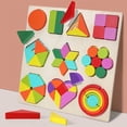 thumbnail image 1 of Rompecabezas de madera Montessori con forma geométrica, rompecabezas educativo de arcoíris ensamblado, convexo y emparejamiento cognitivo para educación temprana de niños, 1 of 5
