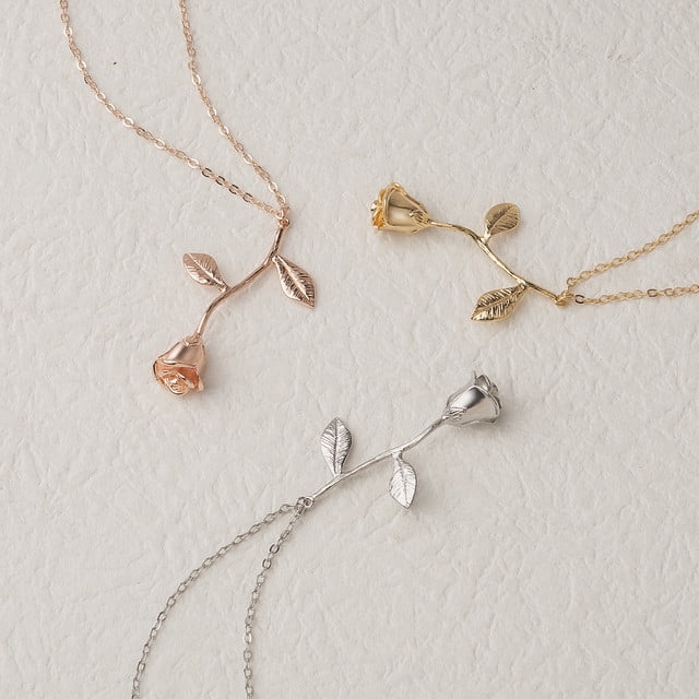 Rose Gold Brass Rose Flower Necklace Pendant Jewelry Valentine s