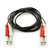 Stereo Interconnect Dual 1/4-Inch TS to Dual 1/4-Inch TS Audio Speaker Connector Cable Black 10FT