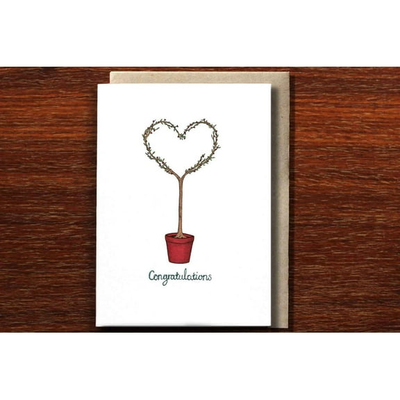 Congratulations Card with Heart-Shaped Tree Design – Elegant Greeting for Celebrations, Blank Inside, Envelope Included – Perfect for Weddings, Graduations, and Achievements