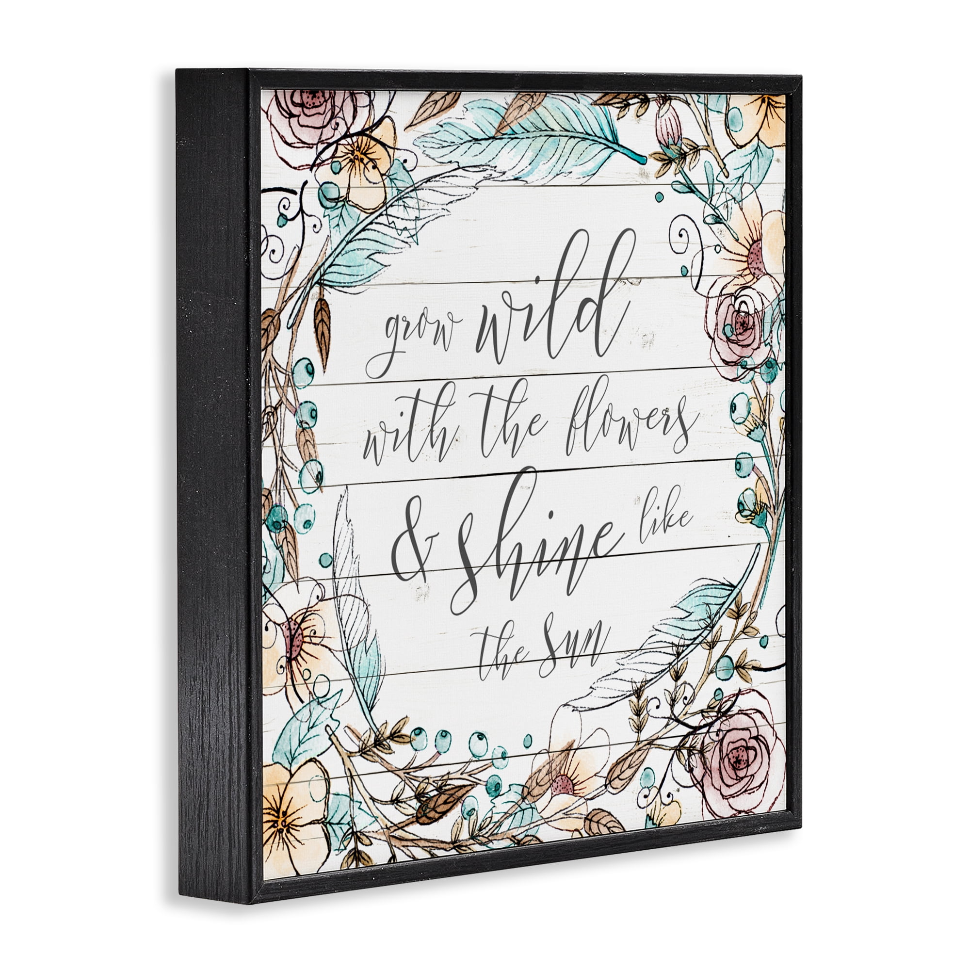 Stupell Industries Grow Wild With Flowers Black Framed Giclee Art, design by SD Graphics Studio