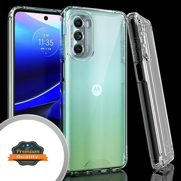 Xpression Cover for Motorola Moto G 5G 2022 Slim Frame [Shock-Absorption] Hybrid Defender Rubber Silicone Gummy TPU Clear Hard Back Phone Case - Transparent