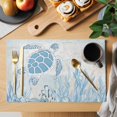 thumbnail image 2 of Blue Turtle Coastal Placemats Set of 12, Coral Summer Beach Nautical Ocean Blue Placemats for Dining Table, Place Mats for Kitchen Tabletop, Waterproof Wipeable Dining Table Mats Set, 2 of 9
