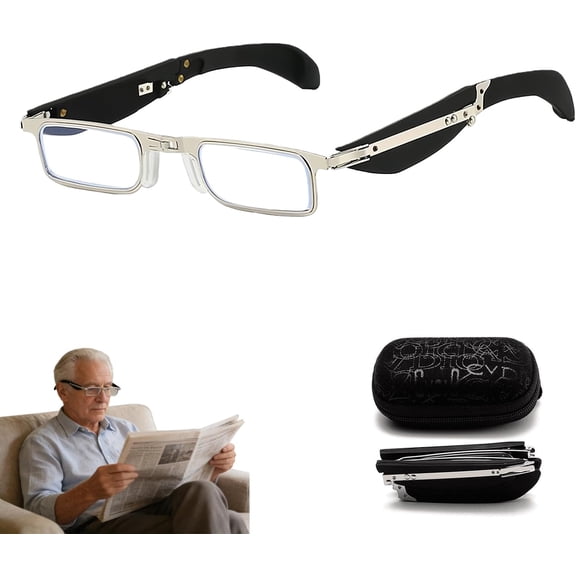 Foldable Anti-Blue Light Reading Glasses With Case, Anti Eyestrain Foldable Reading Glasses Smart Gadgets, All-Weather Wear