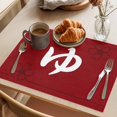 thumbnail image 3 of Japanese Style Placemats Set of 4 Modern Minimalist Flower Red Place Mats Indoor Wipeable Table Mats Washable Cloth Dining Table Placemats for Kitchen Holiday Party Home Decor 13x19 Inch, 3 of 9