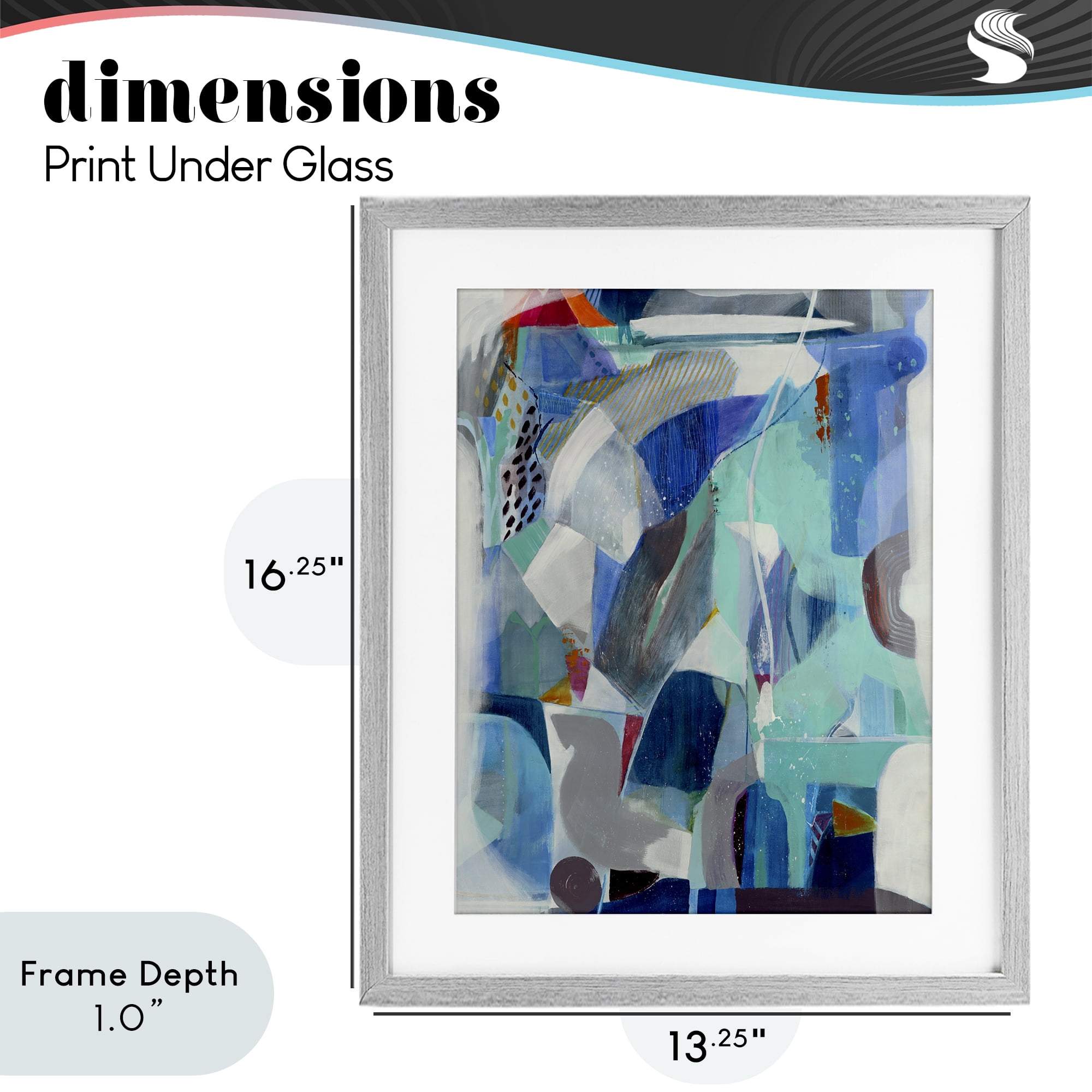 Stupell Industries Complex Blue Layers Gray Framed Print Under Glass, design by Jill Martin