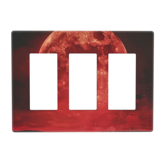 Red Moon Switch Cover Decorative Wall Plate 3-Gang Screwless Standard Size