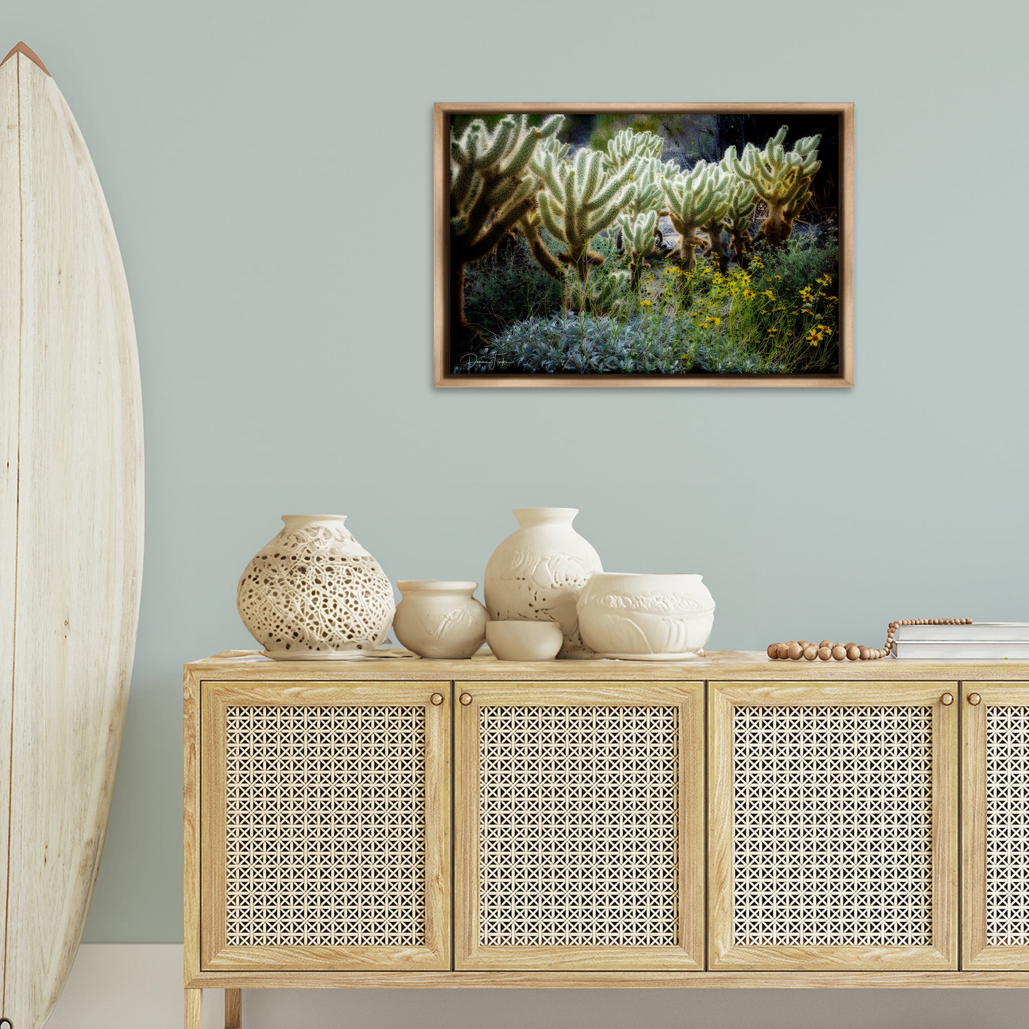 Stupell Industries Desert Cactus Forest Landscape Photography Brown Floater Framed Canvas Art Print Wall Art, 31 x 21