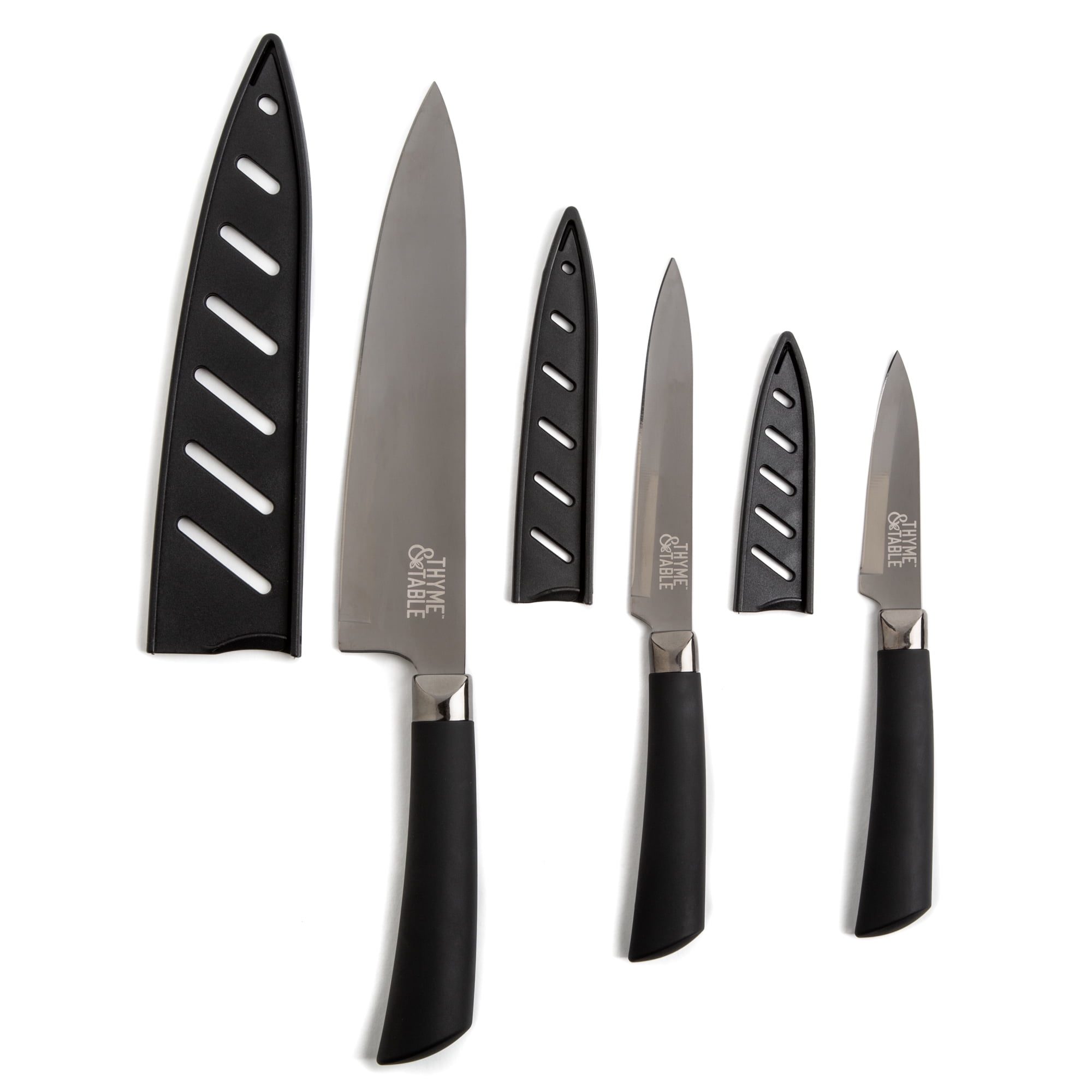 Thyme & Table Non-Stick Coated High Carbon Stainless Steel Kitchen Knives, 3 Piece Set