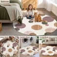 thumbnail image 5 of Abstract Geometric Round Area Rug 4Ft Washable Circle Rugs for Bedroom Dining Room, Farmhouse Vintage Polka Dot Red Brown Non-Slip Carpet Floor Mats Indoor Outdoor Carpet Runner Aesthetic Home Decor, 5 of 8