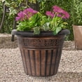 thumbnail image 2 of Garden Elements Indoor/Outdoor Plastic Dragon Banded Round Planter, Bronze, 13", 2 of 4