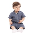thumbnail image 4 of Wonder Nation Baby Boys Short Sleeve Striped Collared Button Top and Matching Shorts Set, Sizes 0/2M-24M, 4 of 7