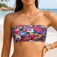 thumbnail image 2 of Yuanlong Women's Bandeau Detachable Spaghetti Straps Swimsuit Tops Padded Stylish Minimalist Beachwear Swimwear Bikini Top, 2 of 7