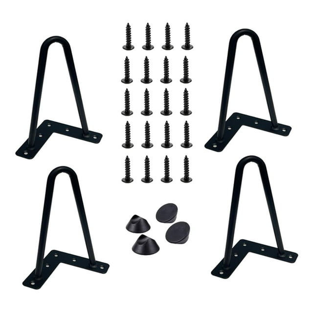 GUOOL Pieds de Meuble Noirs Robustes en Forme de U Pieds de Table Maison Bricolage Meuble Télé Tables d'Appoint H 6 Pouces