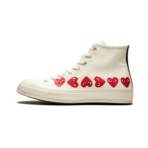CONVERSE MENS Chuck 70 Hi "Comme Des Garçons PLAY / Multi Hearts White" 162972C 162972C from Stadium Goods