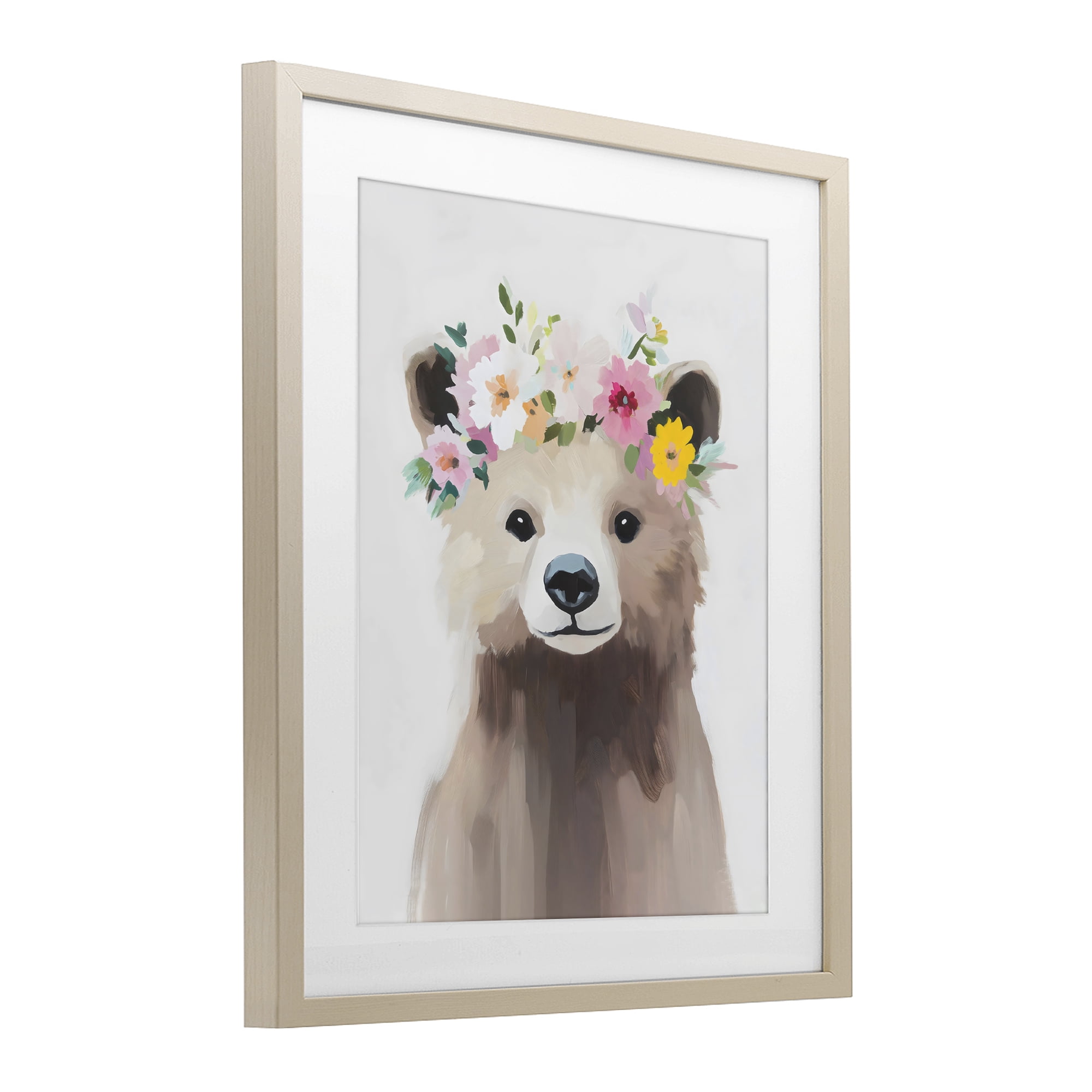 Stupell Industries Flower Crown Bear Birch Framed Print Under Glass, design by The Prints Vibe