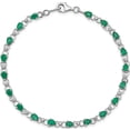 thumbnail image 5 of Sterling Silver Rhodium-Plated Emerald And Diamond Bracelet (7 X 3) Made In Thailand qx858e, 5 of 5