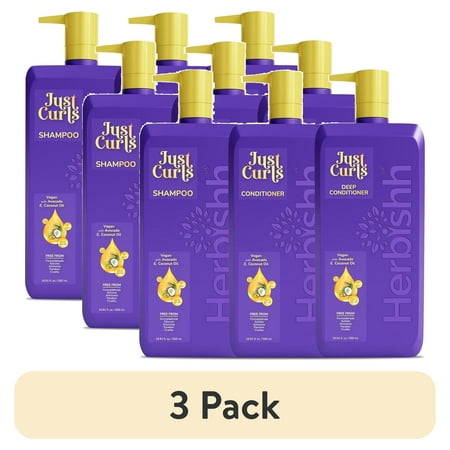 (3 pack) Herbishh Just Curls Shampoo & Conditioner with Deep Conditione, Paraben-free & Vegan for Women & Men , 16.91 fl.oz