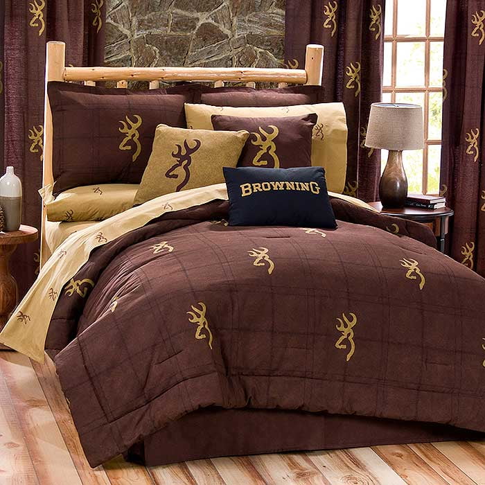 Browning 3D Buckmark Comforter Set With Sheets and Curtain Set FREE SHIPPING 