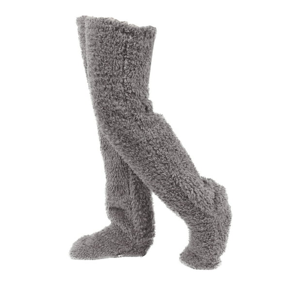 Pantimedias Poliéster Calentador de piernas Invierno Rodilla alta Protector de piernas largo Calcetín Legging, Gris Monstrate AP001410-02