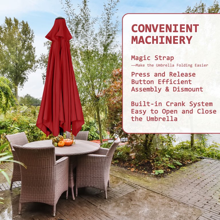 5 5 red patio umbrella AreShark 15FT Outdoor with Crank, Large Rectangular Market Umbrella, Double-Sided Outdoor Umbrellas with Cross Base & Sandbag for Porch, Lawn, Pool, Backyard, : Patio, Lawn & Garden Provide enough shade for a square At Home Red Outdoor Crank
