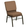 HERCULES Series 18.5''W Church Chair in Shire Acorn Fabric with Book Rack - Gold Vein Frame