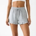 thumbnail image 6 of Women's Solid Color Shorts Liweisiy Drawstring Elastic Waist Ruffled Hem Loose Shorts Summer Casual Classic Shorts Gray M, 6 of 7