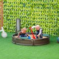 thumbnail image 2 of Kids Outdoor Sandbox with Cover and Seats, Easy Assembly Round Children's Sandbox for Backyard Play, Durable Garden Sand Box with Waterproof Lid, Brown, 2 of 9