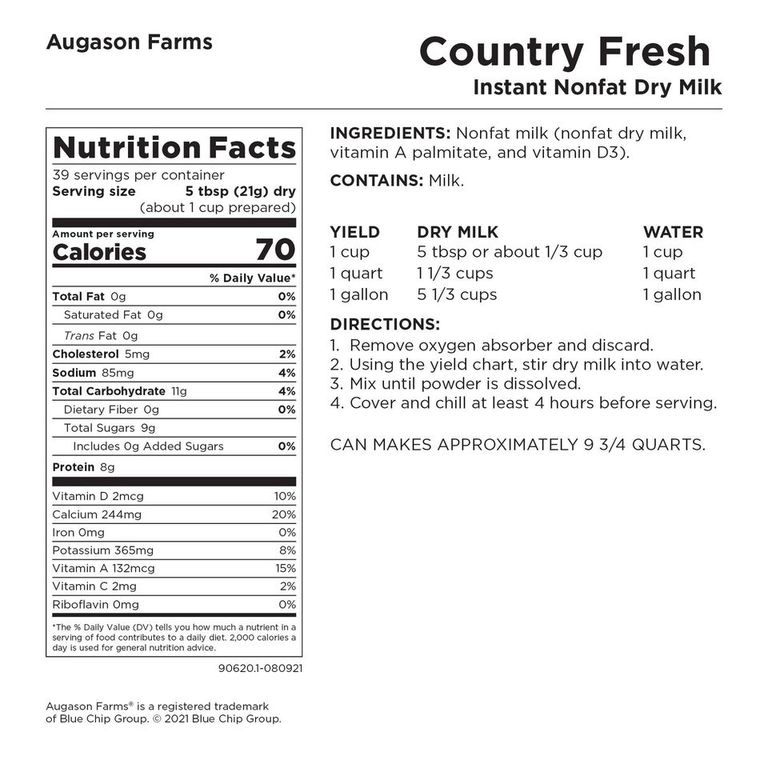 Augason Farms 100% Real Instant Nonfat Dry Milk 1 lb 13 oz - image 3 of 8