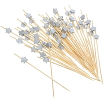 Masteelf 100Pcs Bamboo Drinks Sticks Silver Color for Cocktails and Appetizers at Social Gatherings