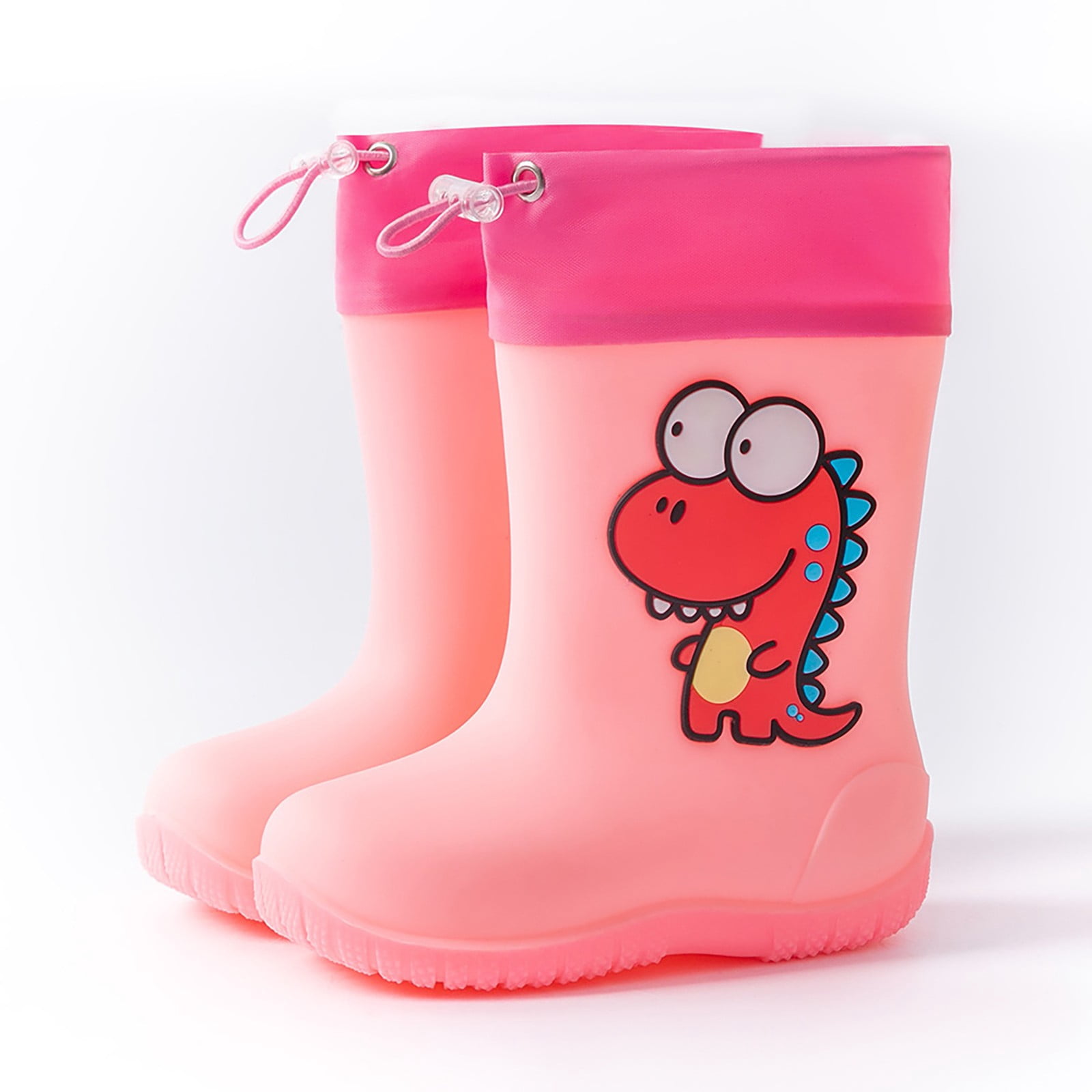 Kid Rain Boots Children Elastic Lightweight Rain Boots Textured Soles Non Waterproof Puddle Boots Rain Boots Toddler Boy Pink 2.5 Years-3 Years