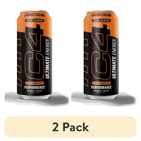 (2 pack) C4 Ultimate Energy Drink, Orange Cream, 16oz, Single Can