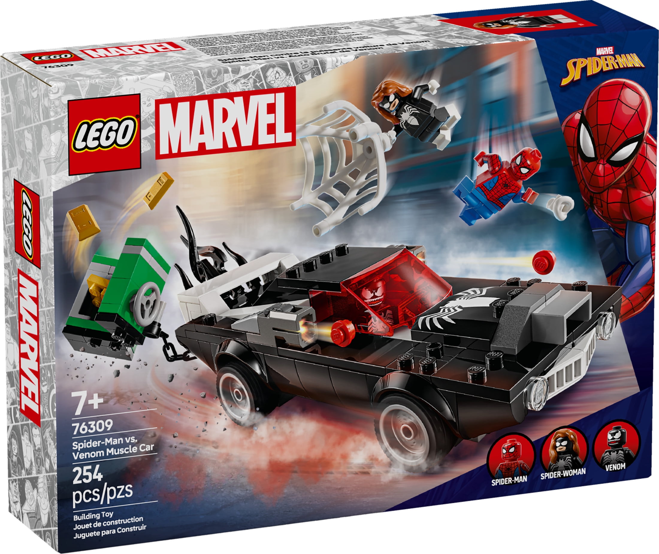 LEGO Marvel Spider-Man vs. Venom Muscle Car Toy - Building Set for Kids, Boys and Girls, Ages 7+ - with Spider-Man, Venom, and Spider-Woman Minifigures - Superhero Gift Idea for Birthday - 76309