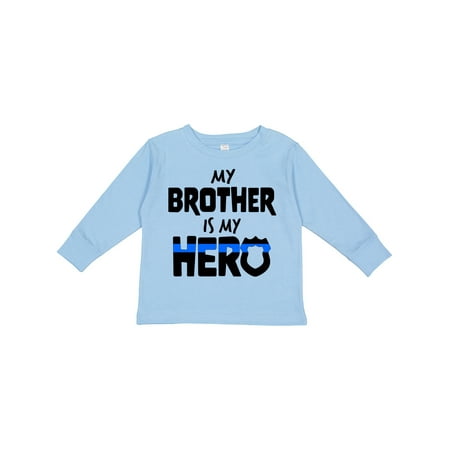 

Inktastic My Brother is My Hero Police Officer Family Gift Toddler Boy or Toddler Girl Long Sleeve T-Shirt