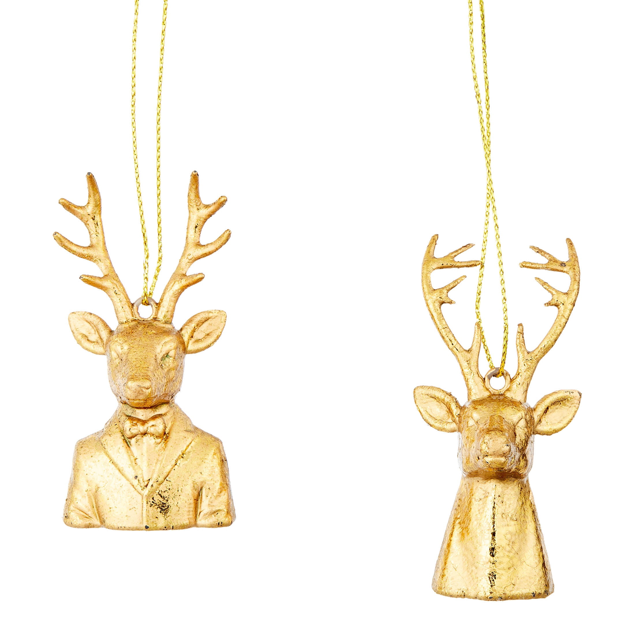 4-Count Antique Gold Reindeer Mini Christmas Ornaments, 2.5", by Holiday Time